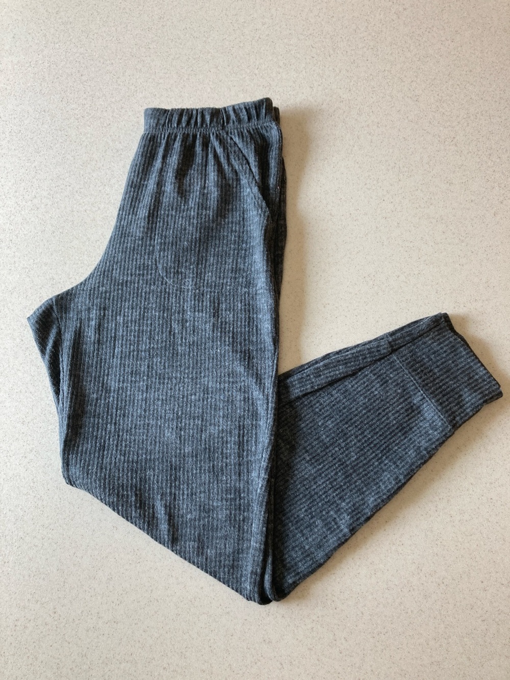 Jockey Dark Charcoal Ribbed Lounge Joggers Pajama Pants Women Appx. Size Small